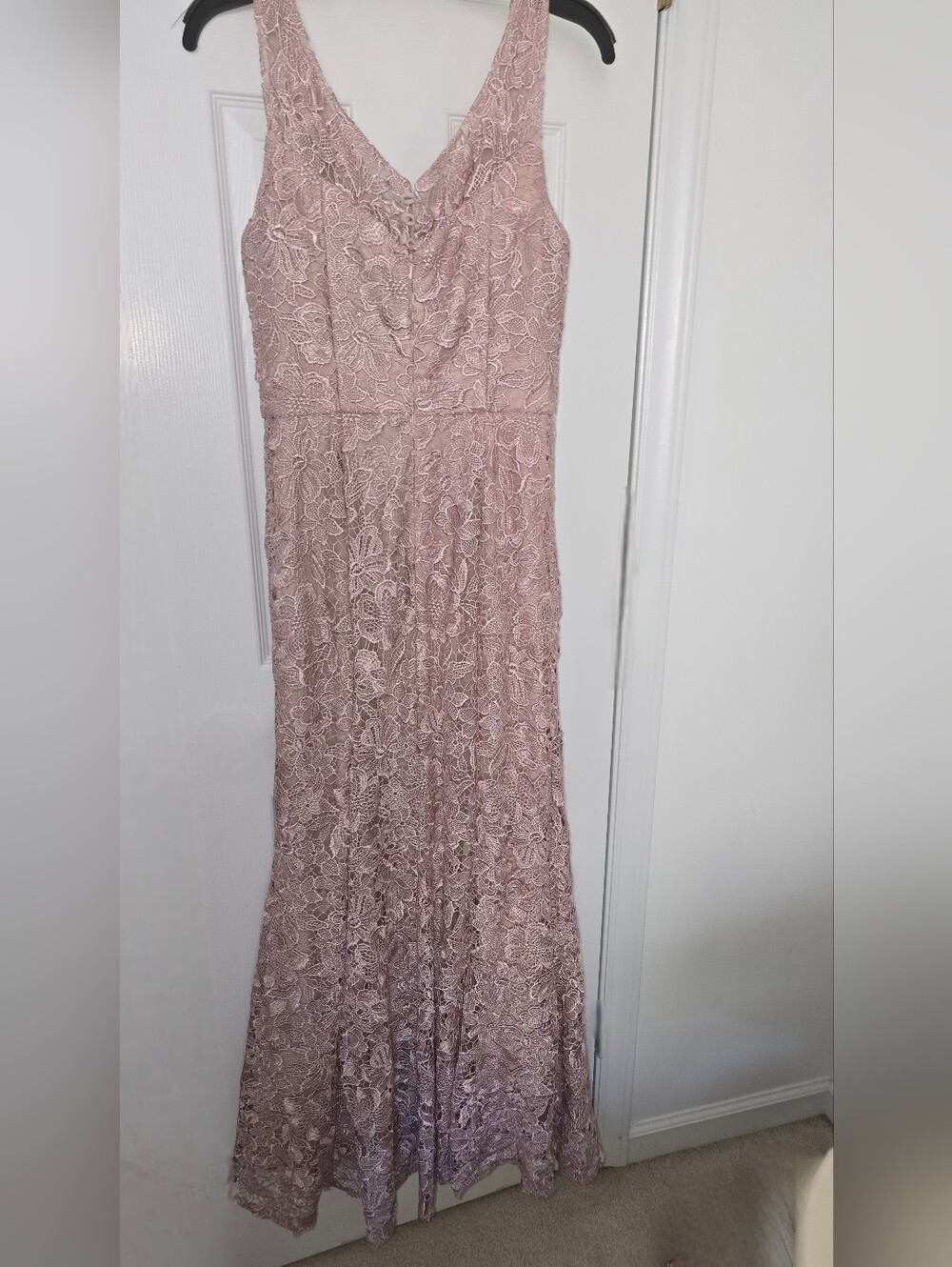 JS Collections Dusty Rose Lace Maxi Dress with V-Neck